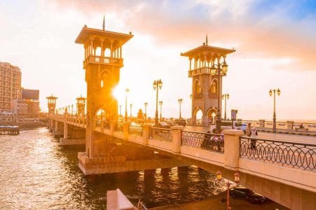 Una Meravigliosa Immagine Del Ponte Stanley In Alessandria Al Tramonto